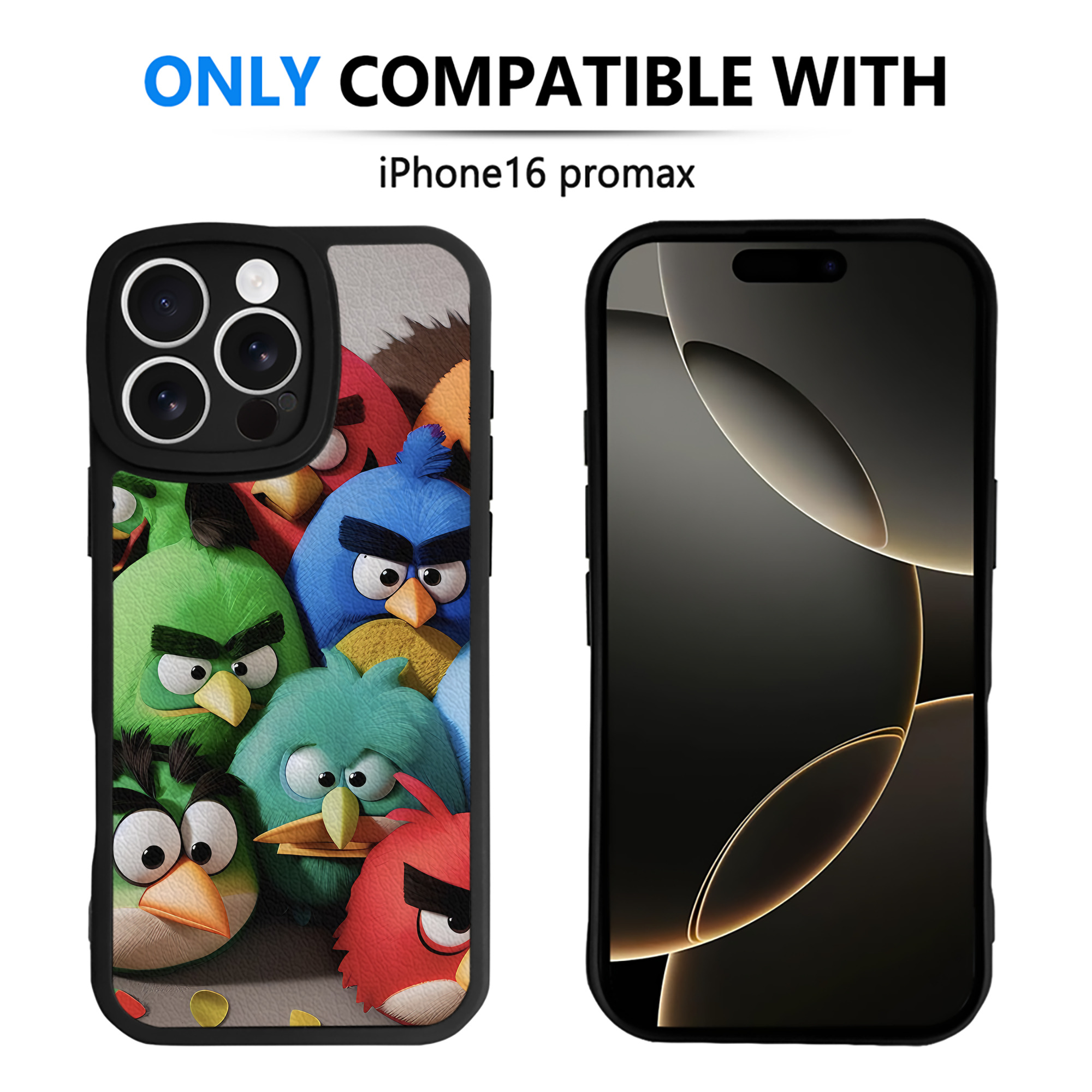 （画像用） Angry Birds アングリーバード 【iPhone 16シリーズ対応】シリコンスマホケース（レザー調） 材質：シリコン